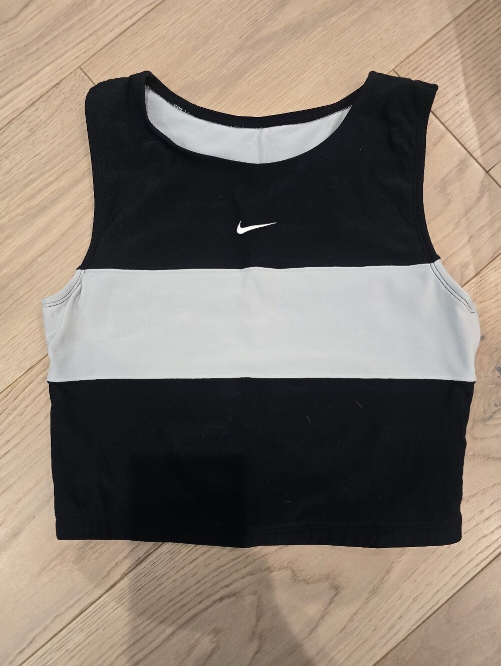 GUC Nike Black and Light Gray Striped Crop Top